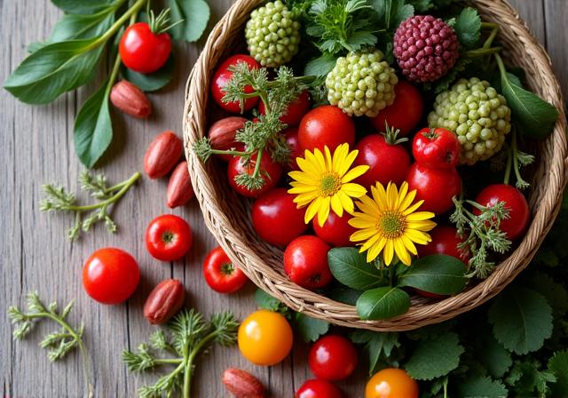 Ingredientes frescos colhidos para cosméticos naturais
